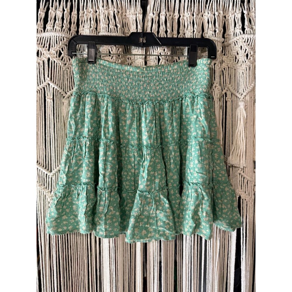 American Eagle Floral Smocked Tiered Mini Skirt